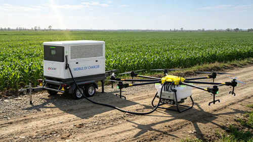 에 대한 최신 회사 뉴스 농촌 지역 농업 드론 운영을 지원하는 이동식 전기차 충전기